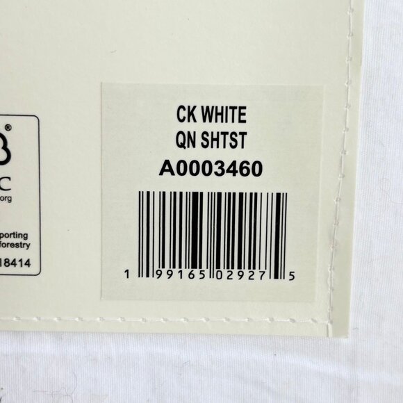 CALVIN KLEIN Queen Size White 100% Washed Cotton 300 Thread Count Sheet Set - Picture 2 of 4